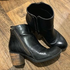 Diba faux leather black block heel booties